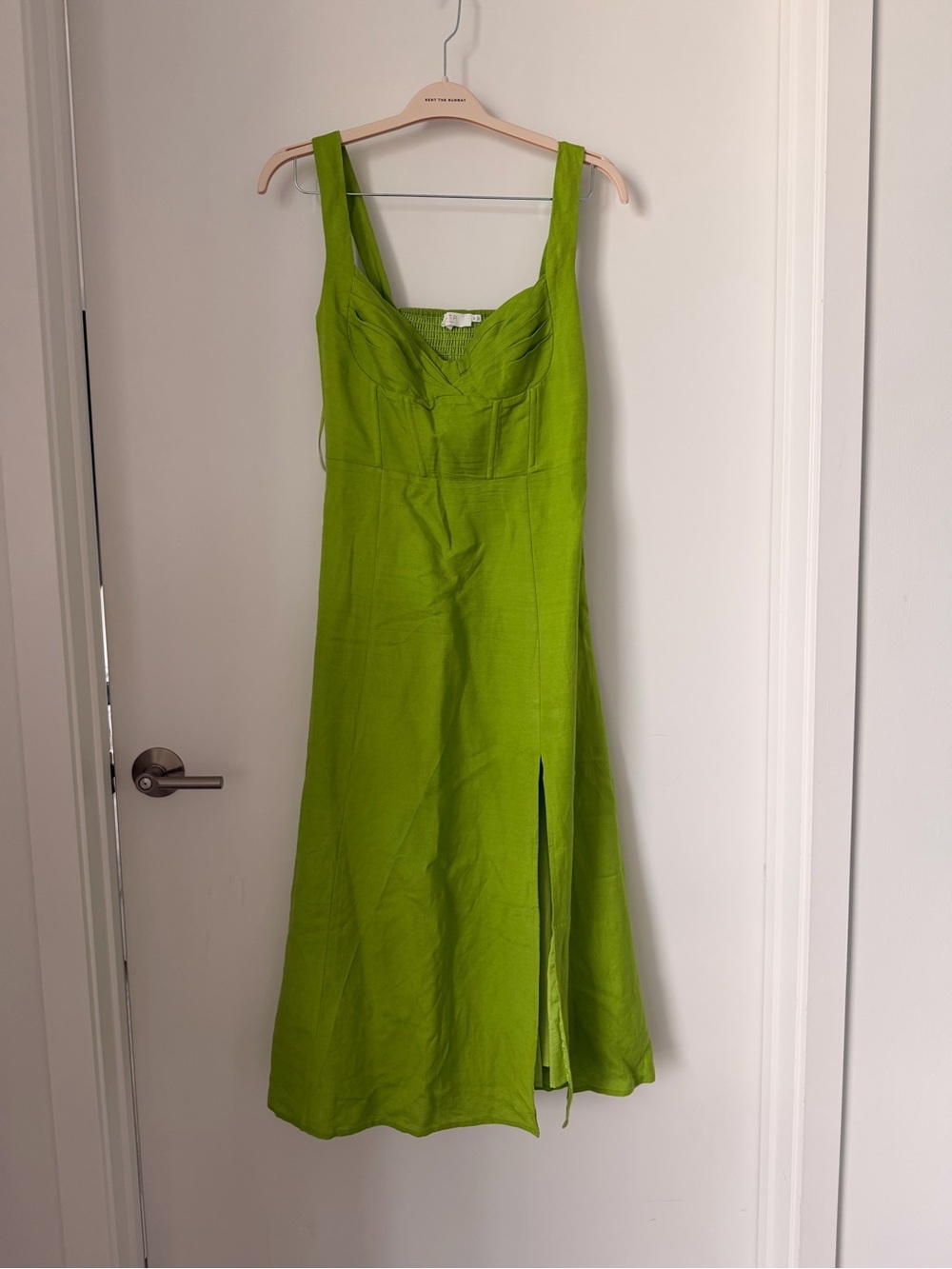 Astr Lime Green Sleeveless Midi Dress with Front Slit